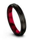 Brushed Tungsten Promise Band Tungsten Black Bands 4mm Couples Ring for Wife - Charming Jewelers