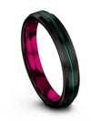 Wedding Black Band Tungsten Black and Teal Band for Womans Engraved Black Band - Charming Jewelers