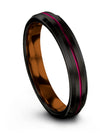 Black Gunmetal Line Anniversary Band Tungsten Carbide Bands Brushed Unique - Charming Jewelers