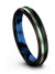 4mm 1st  Paper Black Wedding Ring for Woman's 4mm Green
