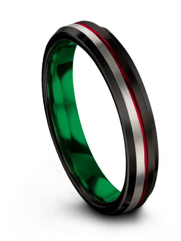 Unique Black Woman's Wedding Band Tungsten Promise Bands
