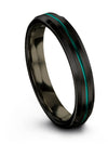Ladies Wedding Band Comfort Fit Tungsten Black and Teal Rings for Female 4mm - Charming Jewelers