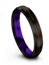 Man Plain Promise Rings Tungsten 4mm Bands for Woman Half Black Half Copper - Charming Jewelers