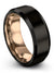8mm Line Man Wedding Ring Black Tungsten Carbide Bands Man