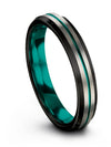 Matte Grey Teal Ladies Wedding Bands Tungsten Couples Bands Guys Teal Line Band - Charming Jewelers