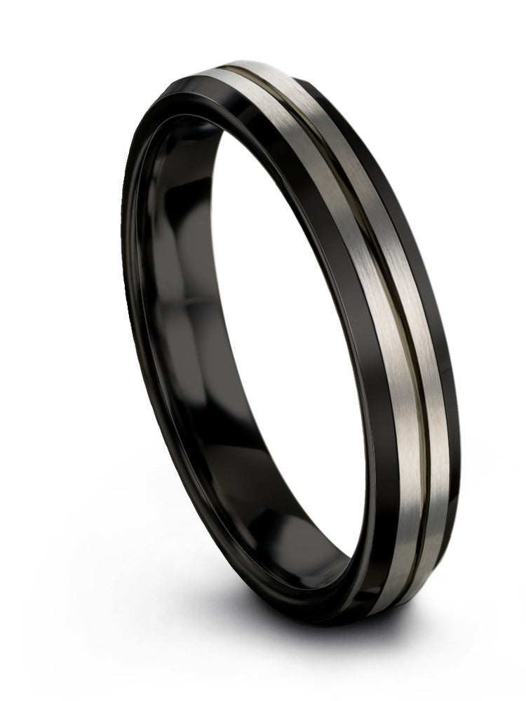 Woman's Wedding Ring Tungsten Carbide Grey Unique Bands
