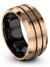 18K Rose Gold Ring Wedding Bands Wedding Ring for Men Tungsten 18K Rose Gold - Charming Jewelers