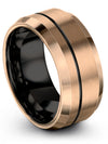 Female 10mm Bands Ring Tungsten Wedding Rings 18K Rose Gold and Black Jewelry - Charming Jewelers