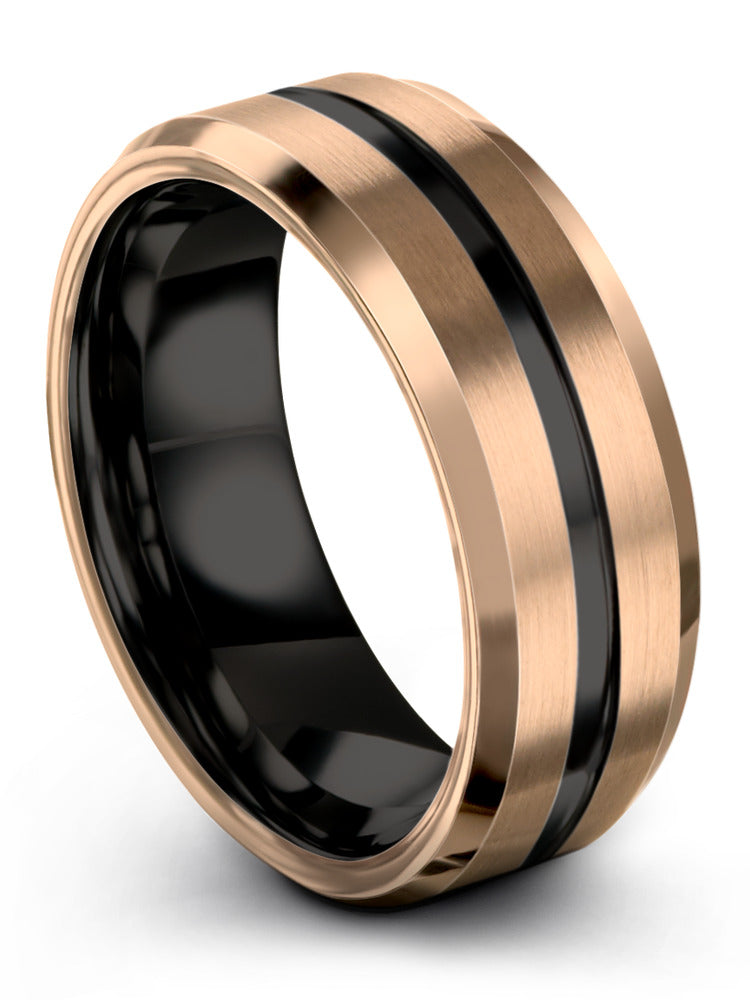 Engagement and Promise Band Set 18K Rose Gold Tungsten