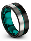 Ladies Wedding Rings Tungsten Black Teal Tungsten Rings Couple Woman&#39;s Bands - Charming Jewelers