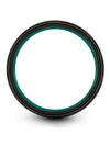 Couples Wedding Rings Tungsten Promise Ring Promise Band for Fiance Black Teal - Charming Jewelers