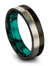 Black 18K Yellow Gold Promise Band Set for Him and Her Tungsten Wedding Bands - Charming Jewelers
