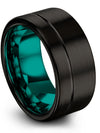 Wedding Band Set for Fiance Wedding Ring Black Tungsten Carbide Promise Black - Charming Jewelers