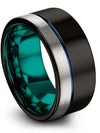 Men&#39;s Wedding Rings Taoism Tungsten Ring Wedding Set 10mm Blue Line Rings Lady - Charming Jewelers