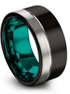 Black Anniversary Band Set for Him and Her 10mm Man Tungsten Wedding Rings - Charming Jewelers