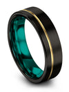 Mens 6mm Wedding Band Black Tungsten Bands Natural Rings for Engagement Ladies - Charming Jewelers