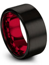Simple Wedding Jewelry Mens Wedding Bands Black and Tungsten Simple Black Band - Charming Jewelers