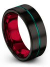 Unique Ladies Wedding Rings Tungsten Men&#39;s Bands Black and Teal Flat Engagement - Charming Jewelers