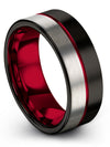 Man Wedding Rings 8mm Wedding Ring Tungsten Midi Black Band Black Matching - Charming Jewelers