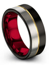 Wedding Band Set for Female Black 18K Yellow Gold Tungsten Wedding Rings Ring - Charming Jewelers