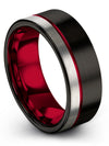 8mm Black Line Tungsten Wedding Band for Mens Black Personalized Couple Ring - Charming Jewelers