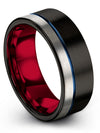 Husband and Boyfriend Wedding Bands Tungsten Rings Polished Black and Blue - Charming Jewelers