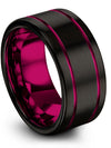 Black Wedding Bands for Him Tungsten Band Ladies Black Guys Gifts Minimalist - Charming Jewelers
