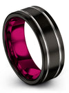 Wedding Set Bands Tungsten Carbide Wedding Bands Black Plated Black Rings - Charming Jewelers