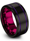 10mm Black Promise Band Black Tungsten Engagement Ring Woman Rings Black - Charming Jewelers