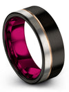 Guy Black Tungsten Black 18K Rose Gold Band Black Engagement Mens Rings - Charming Jewelers
