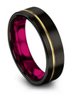 Woman Black and 18K Yellow Gold Wedding Bands Tungsten Wedding Rings Guy Couple - Charming Jewelers