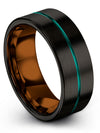 8mm Teal Line Wedding Ring Men Tungsten Woman&#39;s Rings Black Best Black Ring - Charming Jewelers