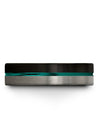 Male Tungsten Anniversary Band Black and Teal Carbide Tungsten Wedding Band - Charming Jewelers