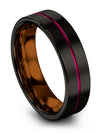 6mm Black Tungsten Ring Bands Set Couples Promise Ring for Wife and Fiance Set - Charming Jewelers