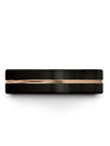 Male Tungsten Anniversary Band Black and 18K Rose Gold Carbide Tungsten Wedding - Charming Jewelers