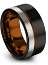 Male Wedding Bands 10mm Copper Line Tungsten Bands 10mm Promise Rings - Charming Jewelers