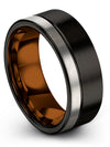 Guys 8mm Wedding Ring Black Tungsten Band for Guy Brushed Black Unusual - Charming Jewelers