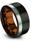 Black Band Wedding Black Green Tungsten Ring for Guy Him for My King Band - Charming Jewelers