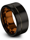 Flat Wedding Bands Man Rings Tungsten Carbide Set of Black Rings 10mm 5 Year - Charming Jewelers