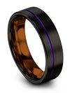 Groove Wedding Bands Male 6mm Purple Line Rings Tungsten Couple Engraved Band - Charming Jewelers