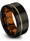 Men&#39;s Promise Rings Tungsten Black 18K Yellow Gold Rings