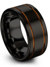 Woman Wedding Ring Black and Copper Tungsten Band for Guys Black 10mm Promise - Charming Jewelers
