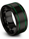 Black and Green Woman&#39;s Wedding Rings 10mm Black Tungsten Rings Band - Charming Jewelers
