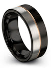 Minimalist Wedding Band Female Tungsten Band for Men&#39;s 18K Rose Gold Line Black - Charming Jewelers