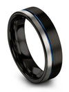 Couple Wedding Ring for Fiance and Him Male Black Blue Tungsten Wedding Band - Charming Jewelers