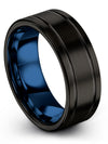 Judaism Wedding Ring for Guys 8mm Rings Tungsten Black Band Set Man Mens Gift - Charming Jewelers