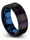 Brushed Black Wedding Ring for Woman Tungsten Black Purple Band for Guys - Charming Jewelers