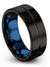 Mens Plain Promise Rings Carbide Tungsten Wedding Bands for Men Black and Black - Charming Jewelers