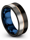 Guys Wedding Rings Black and 18K Rose Gold Wedding Band Black Tungsten Carbide - Charming Jewelers