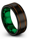 Men&#39;s Ladies Wedding Rings Tungsten Bands for Guys Black 8mm Mid Finger Rings - Charming Jewelers